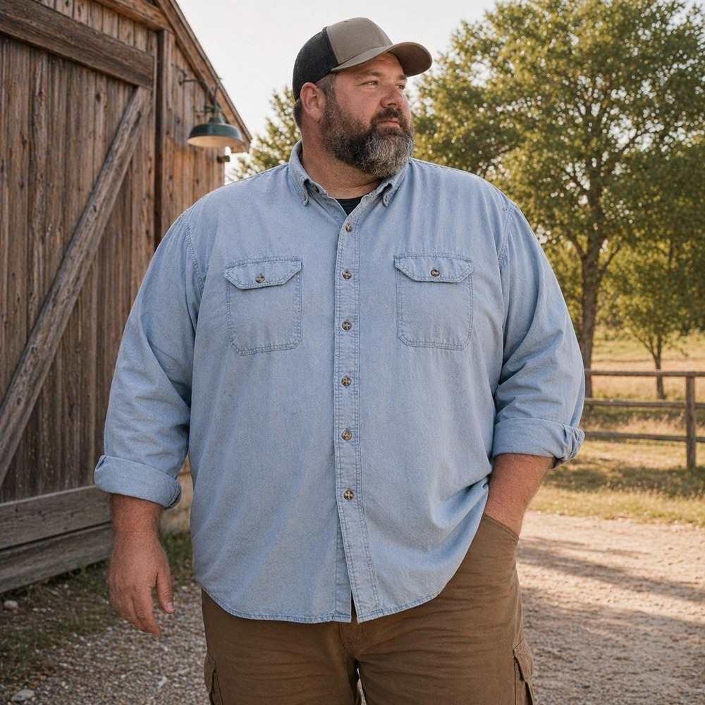 Carhartt S202 CBL Work Shirt Button Front Chest Pockets Blue Men's 3XL Tall